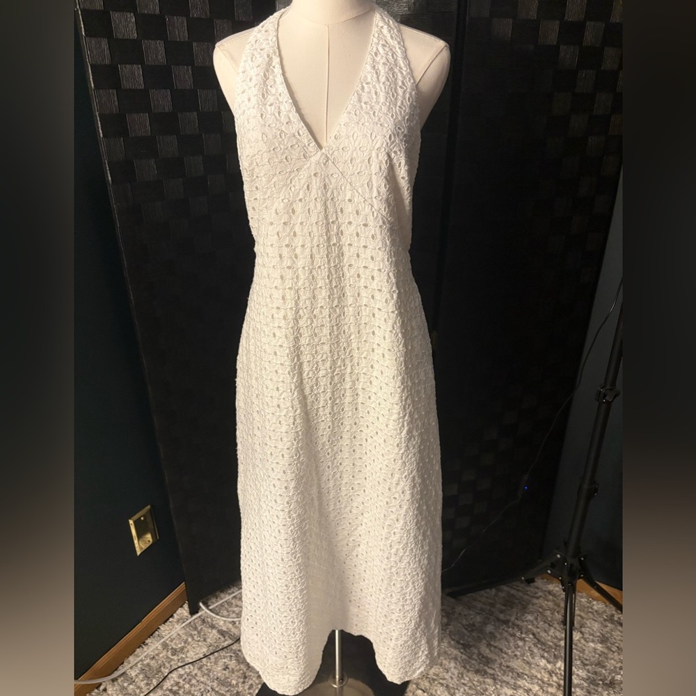 a new day White Crochet Halter Maxi Dress